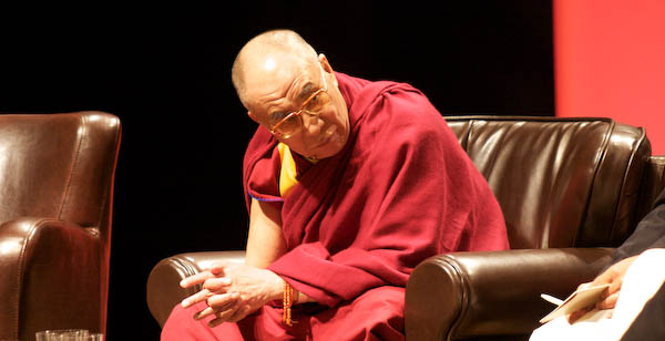 His Holiness listens to Karen Armstrong's Charter for Compassion. (photo by Carey Linde 2009)